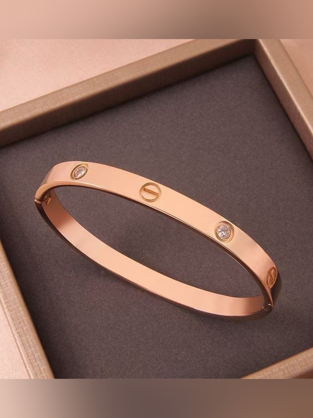 Rose Gold Crystal Screw Bracelet